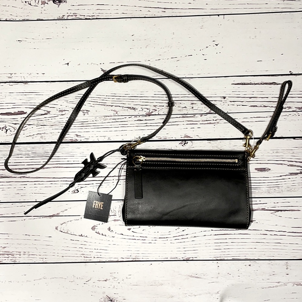 Frye Genuine Leather Carson Wristlet Crossbody Black